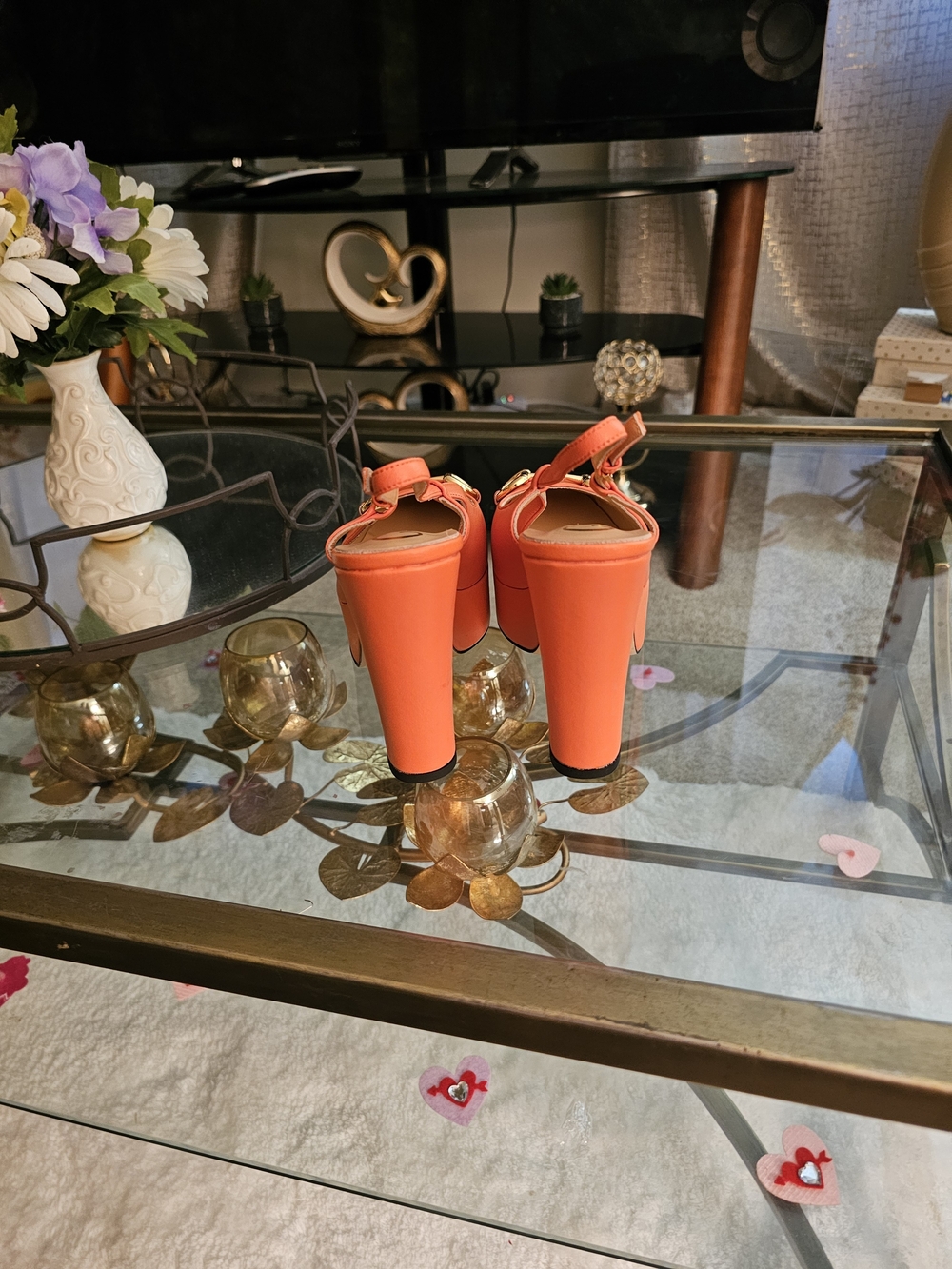 Gucci Orange Platform Block Heel Sandals